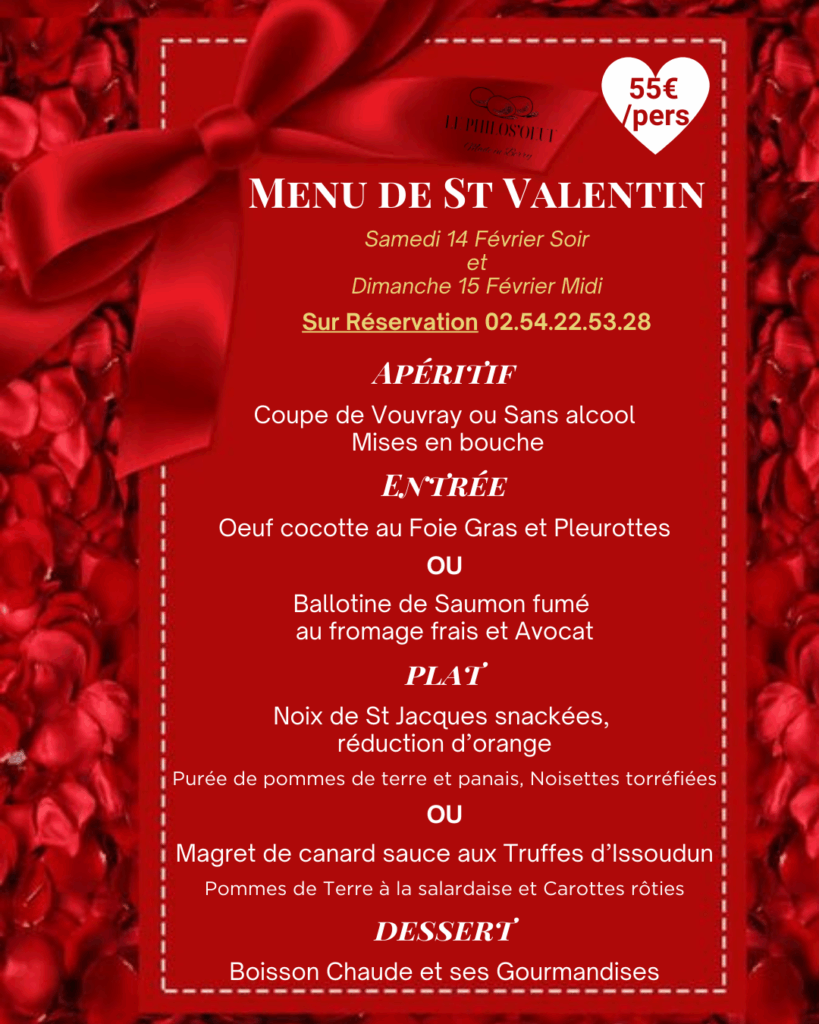 Menu de Saint Valentin 2026