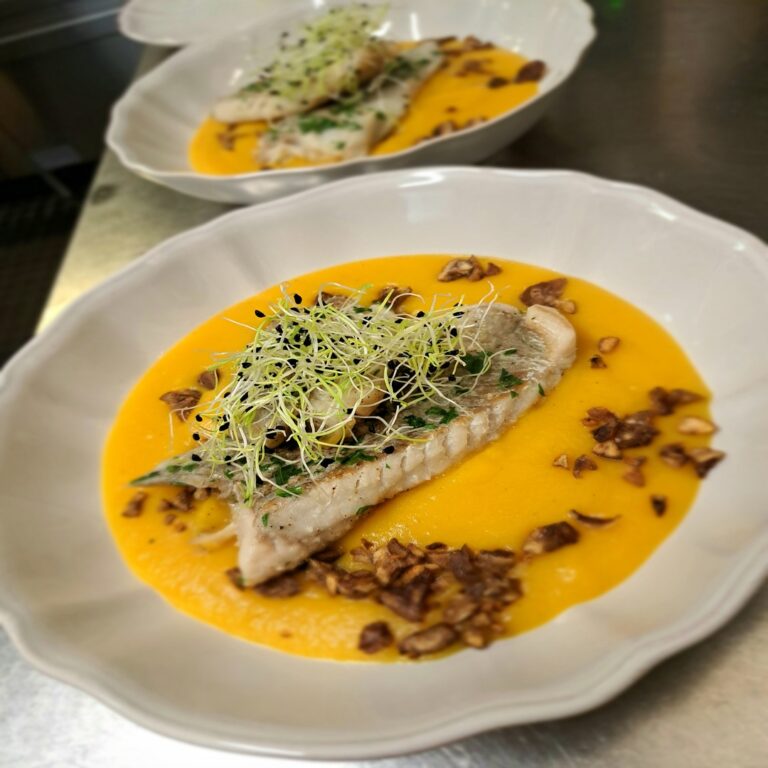 Dos de poisson sur son velouté de Butternut